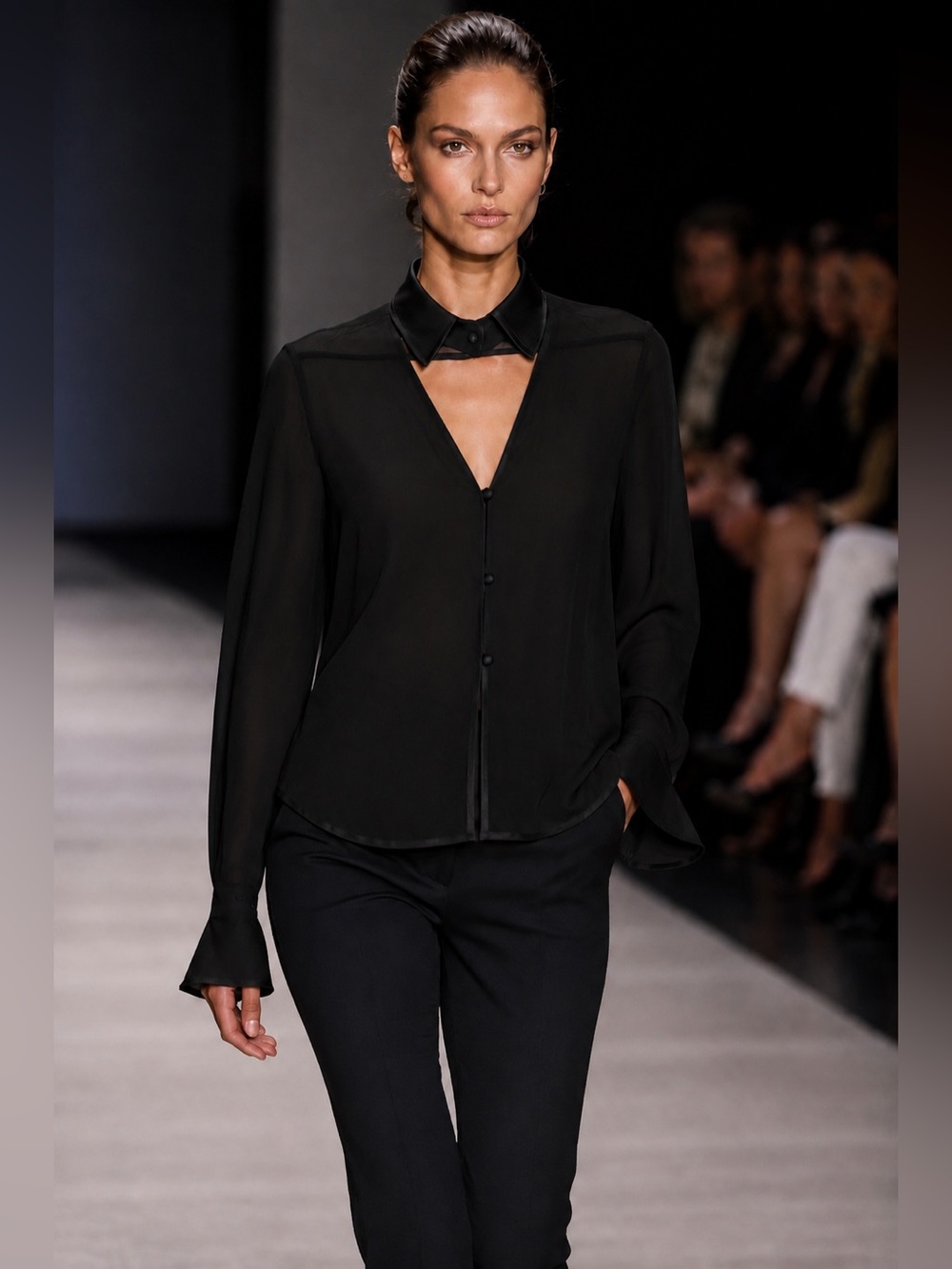 CLAUDE MONTANA Sheer Georgette Blouse
